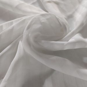 Ζορζέτα μουσελίνα ύφασμα λευκό ριγέ